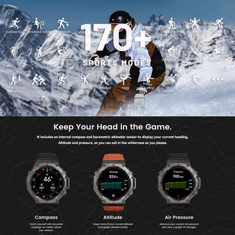 2025 NEW for HUIAWE GPS Smart Watch Men 10ATM IP69K Waterproof Smart Watches Compass Altimeter Barometric 1.43'' AMOLED Bracelet