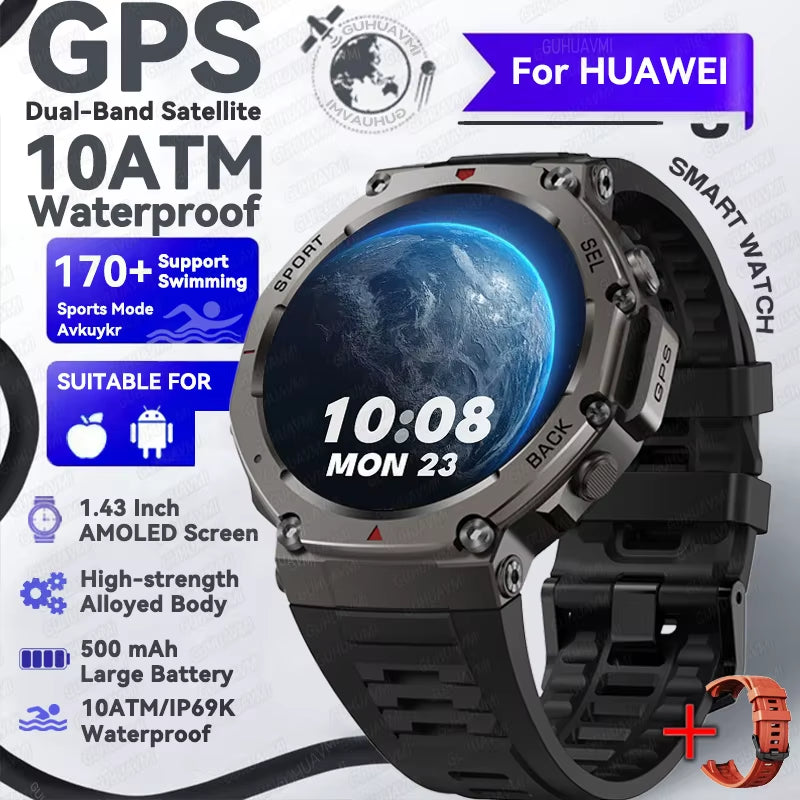 2025 NEW for HUIAWE GPS Smart Watch Men 10ATM IP69K Waterproof Smart Watches Compass Altimeter Barometric 1.43'' AMOLED Bracelet