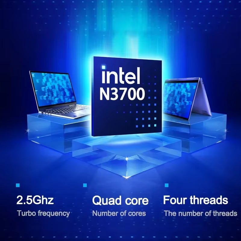NEW 14.1 Inch Laptop Intel N3700 16GB RAM+1024GB ROM Narrow Bezel Screen PC Windows 11 Office Entertainment Lightweight Laptop