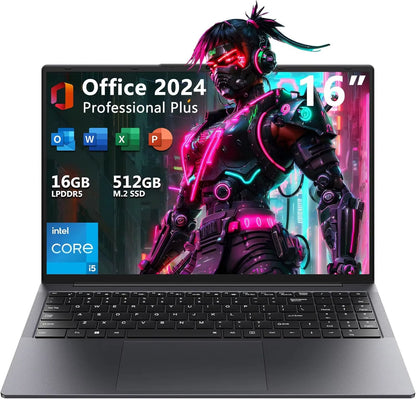 NEW 14.1 Inch Laptop Intel N3700 16GB RAM+1024GB ROM Narrow Bezel Screen PC Windows 11 Office Entertainment Lightweight Laptop